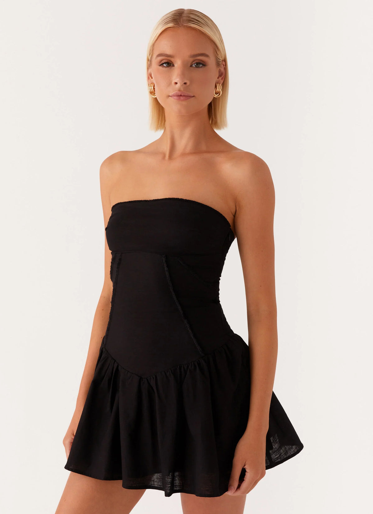 Larnie Linen Mini Dress Black