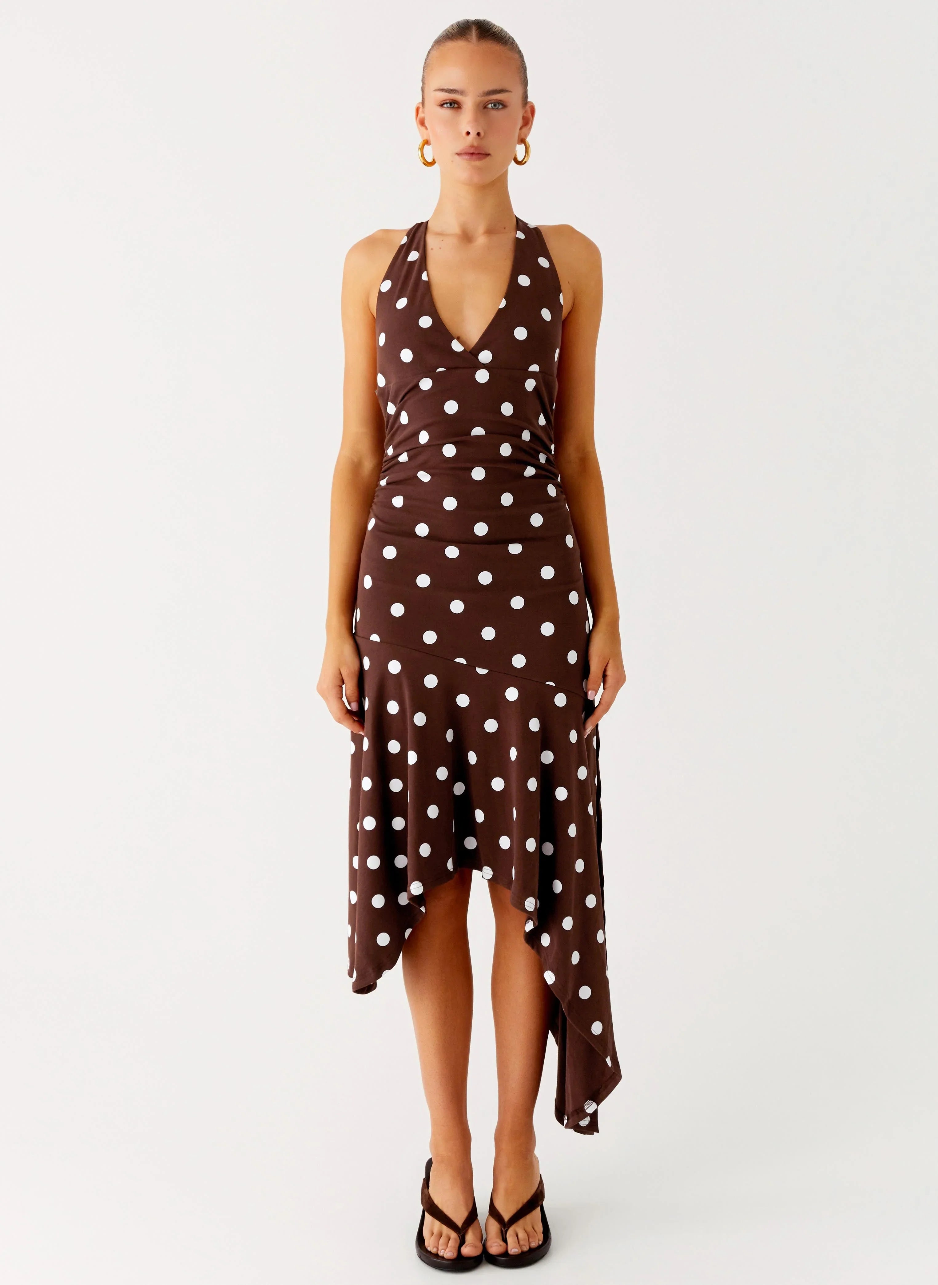 Keylani Halter Midi Dress Chocolate