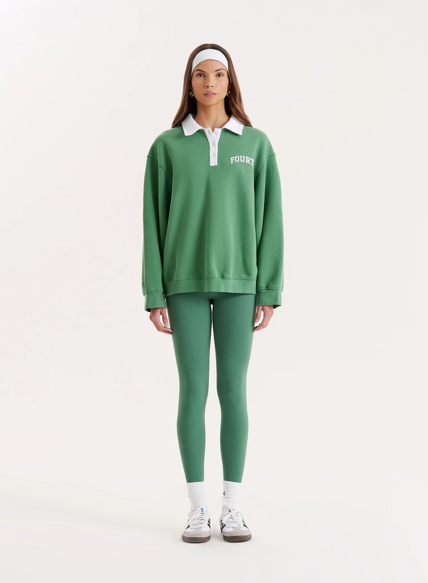 Green Branded Polo Sweatshirt