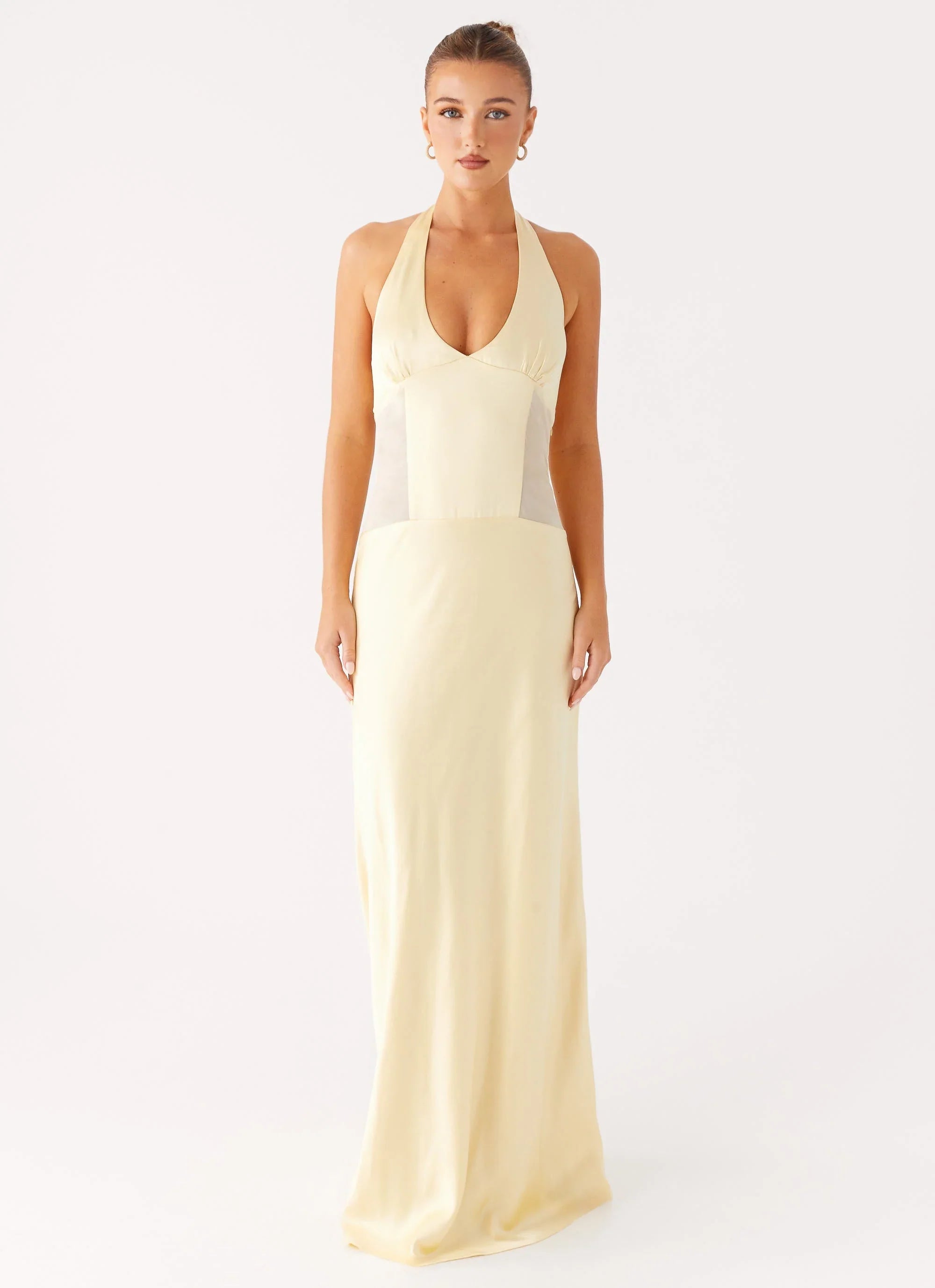 Ambre Mesh Panel Maxi Dress Yellow