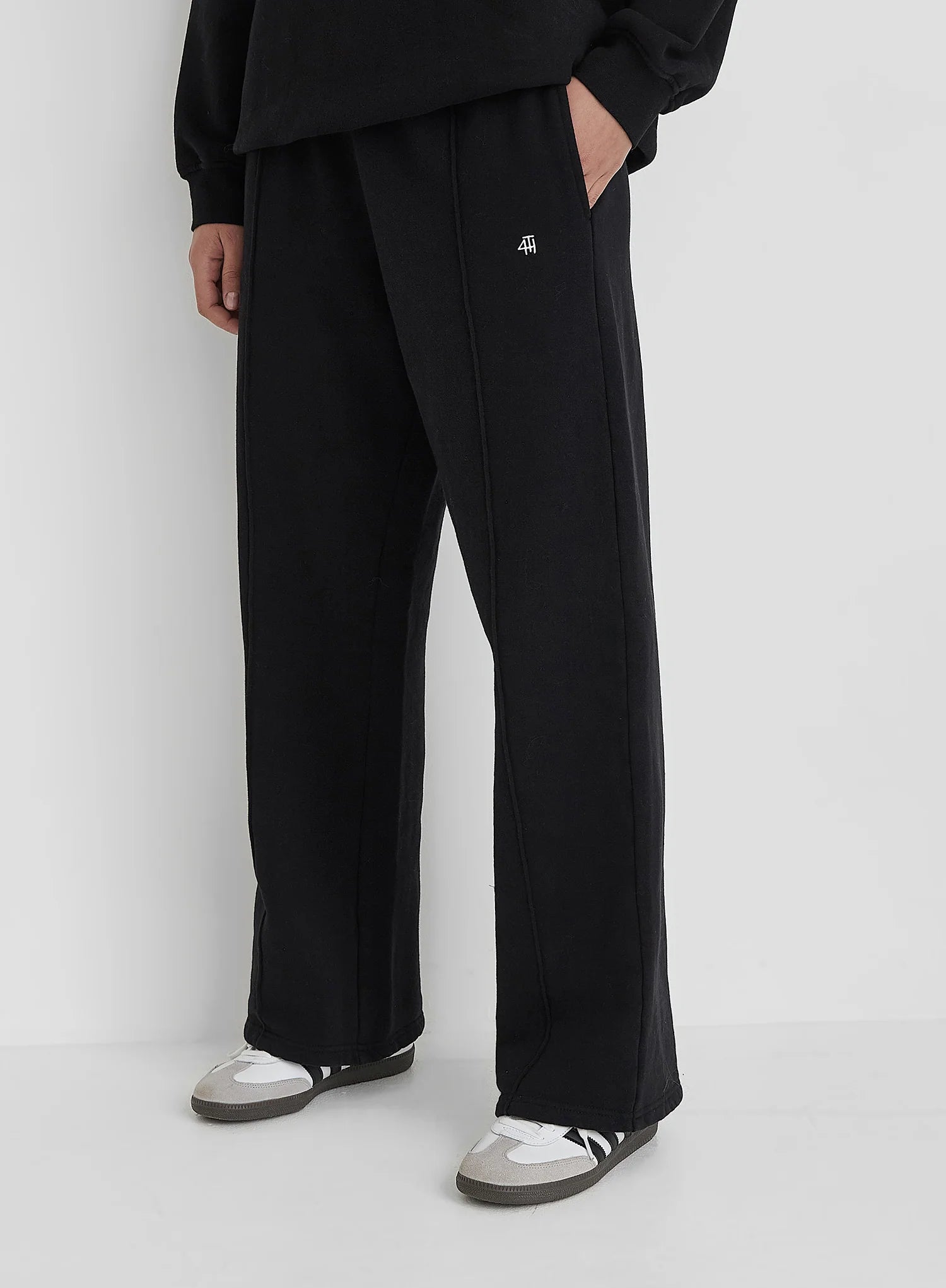 Black 4th Wide Leg Branded Joggers