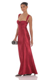 Satin Lace Bust Dress in Red