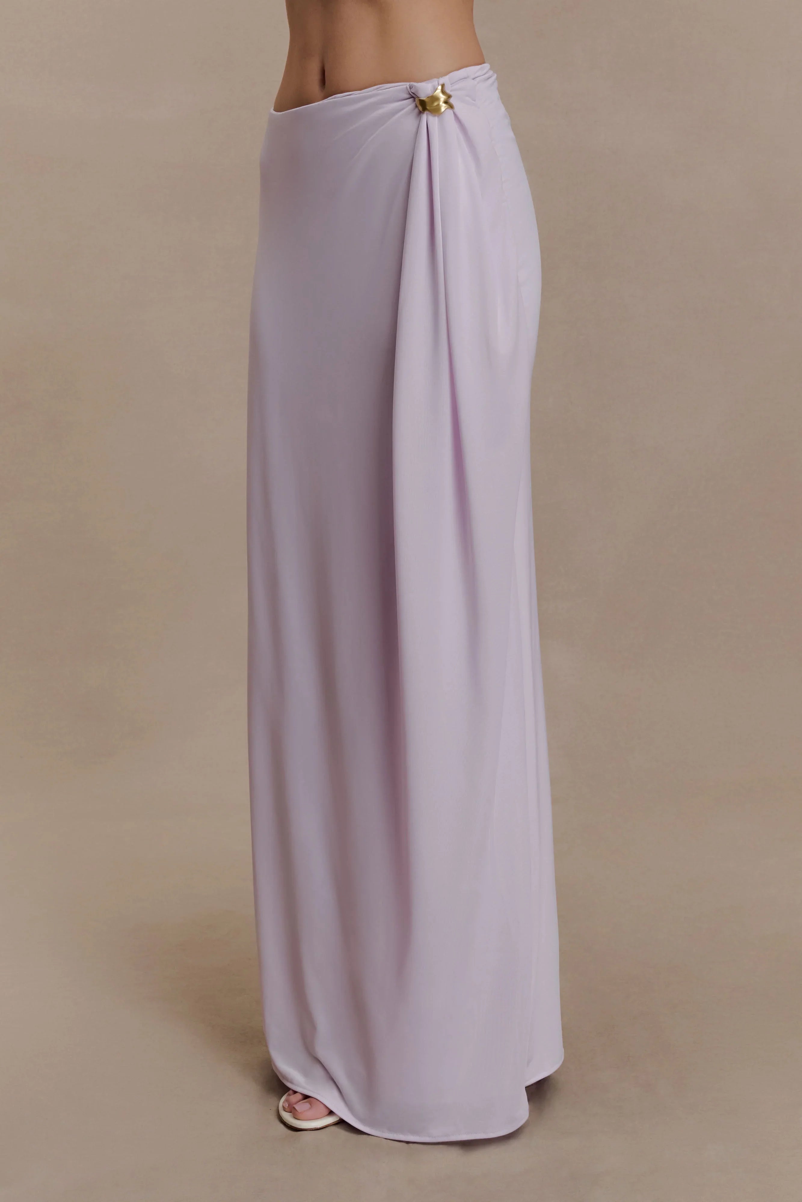 Bridget Slinky Maxi Skirt With Hardware Dusty Lilac