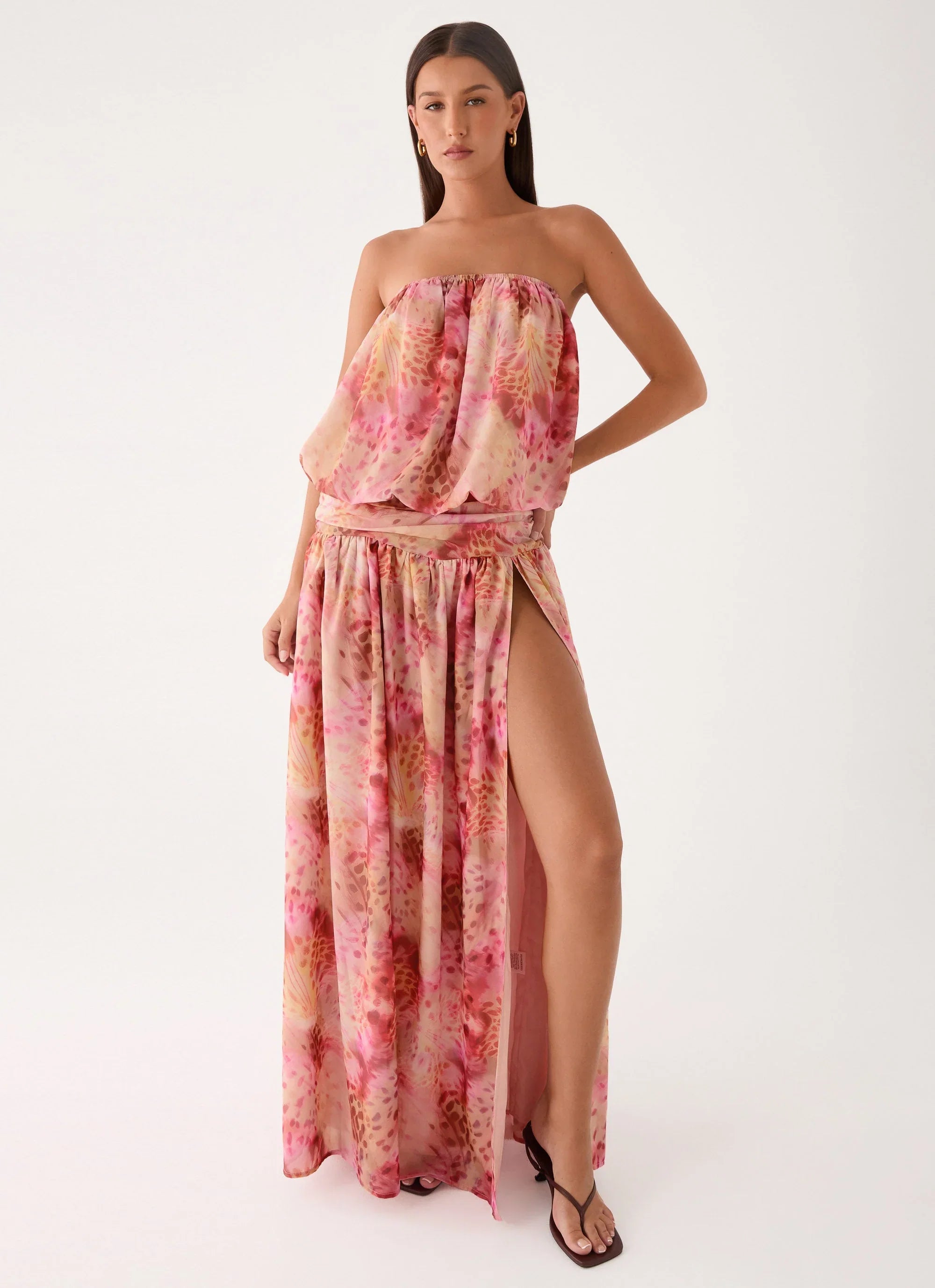 Lioras Strapless Maxi Dress Botanic Cheetah