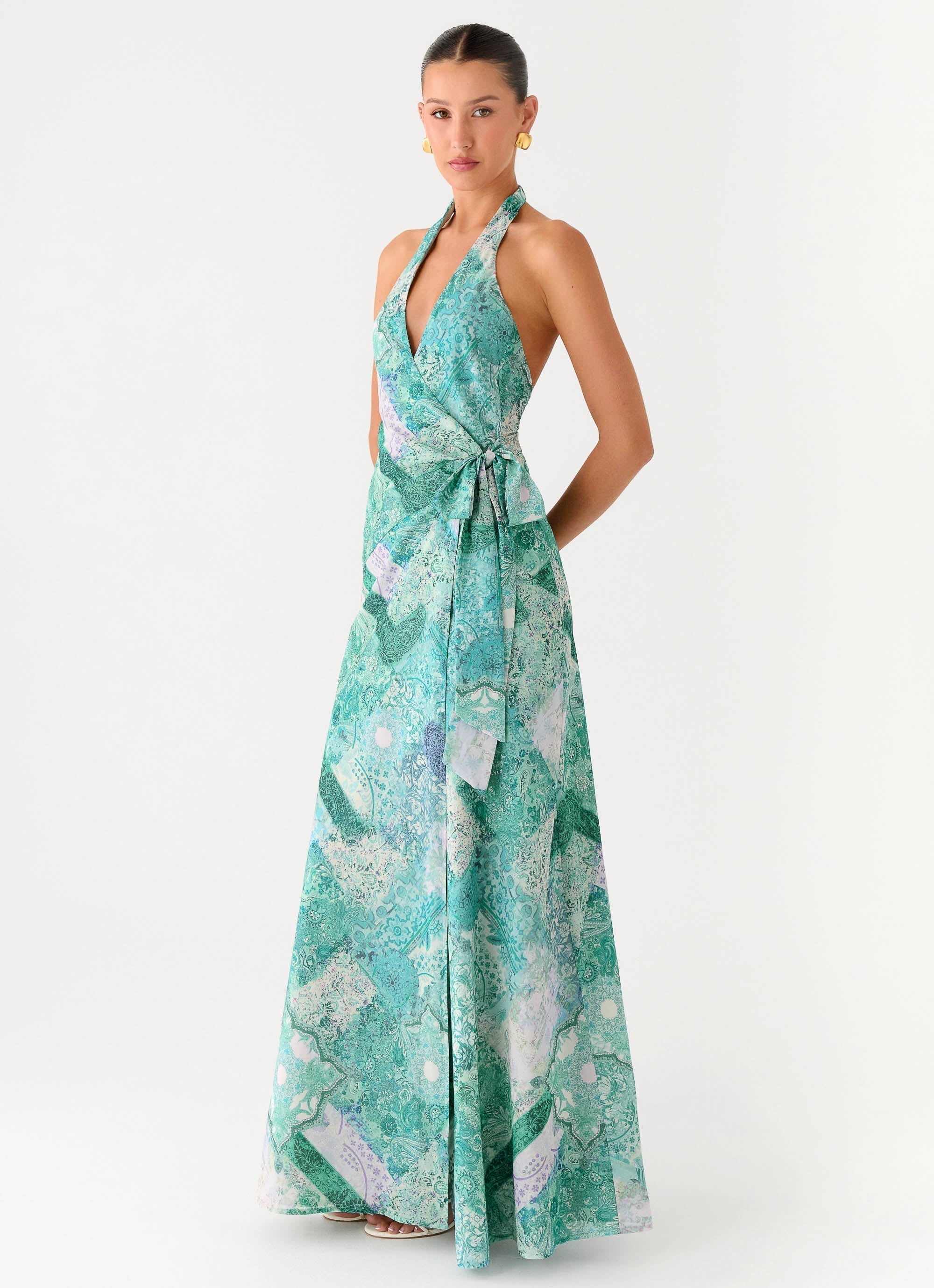 So Chic Maxi Dress Green Paisley