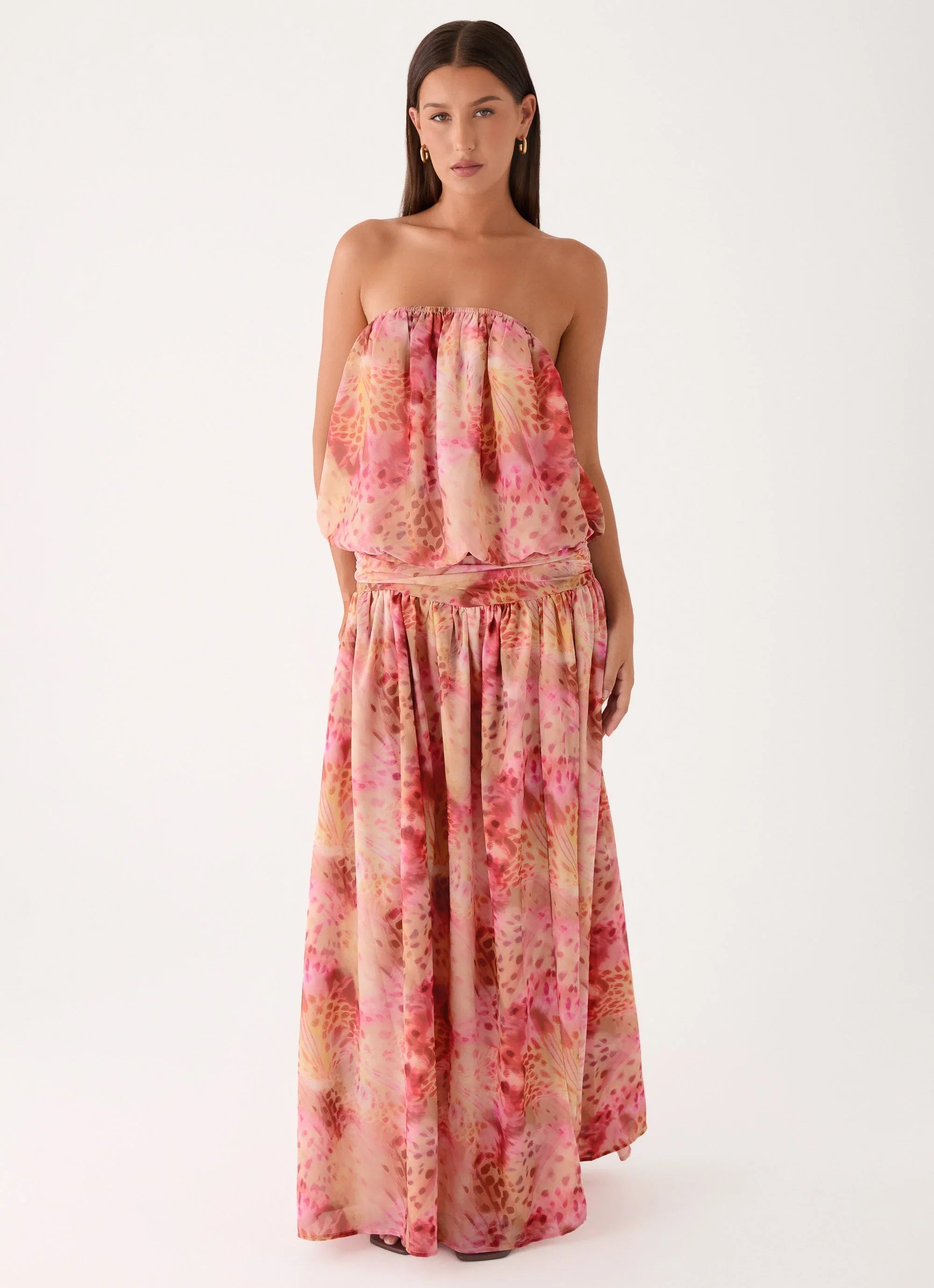 Lioras Strapless Maxi Dress Botanic Cheetah