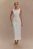 Reyna Denim Midi Dress White