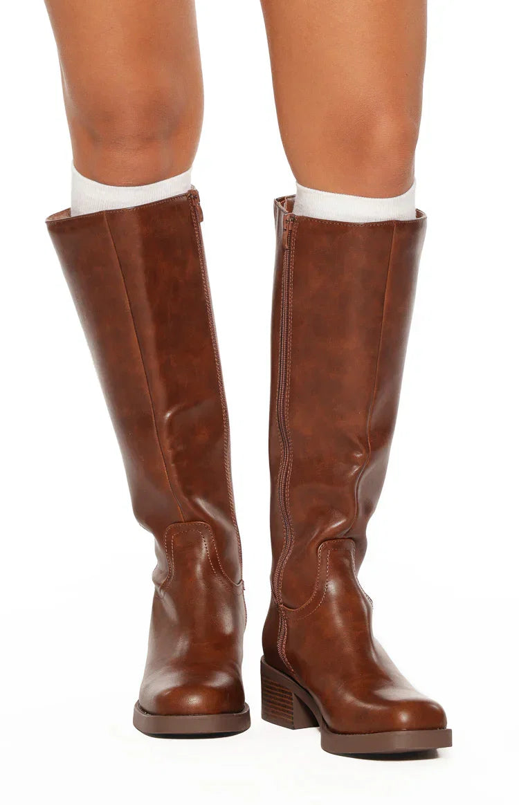 Juniper Cognac Mid Length Boots