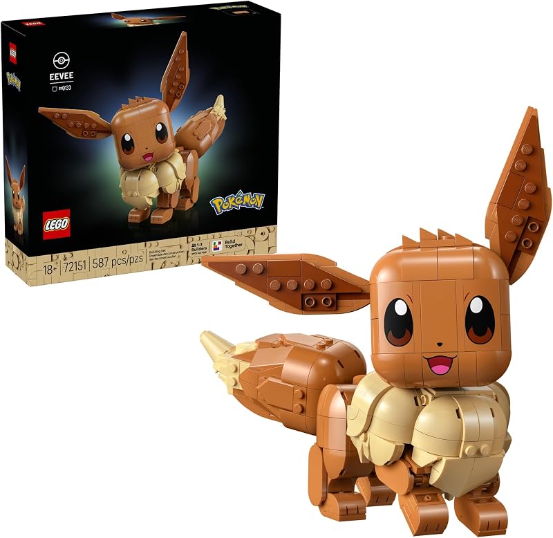 LEGO Pokémon Eevee Collectible Building Set for Adults Ages 18 Posable Pokémon Figure for Display Desk Bookshelf or Home Office Decor Gift for Men Women 72151