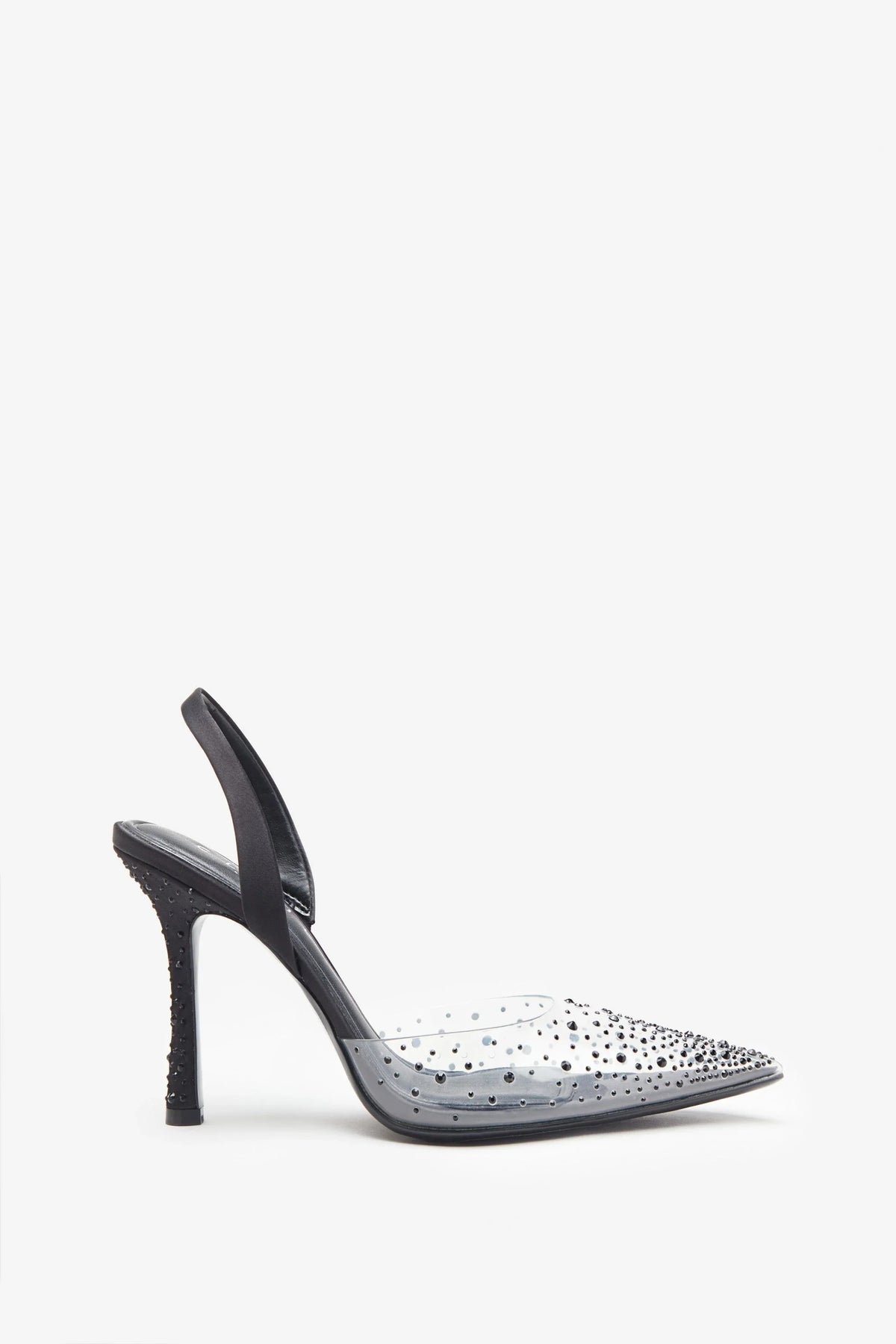 Covergirl Black Diamante Sling Back Pointed Heels