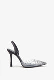 Covergirl Black Diamante Sling Back Pointed Heels