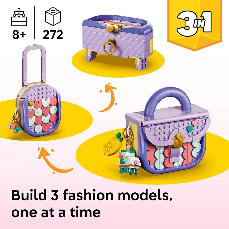LEGO Creator 3 in 1 Art Fashion Bag with Storage 31391 Building Toys for Girls Boys Ages 8 3 Building Options Bedroom or Desk Decor 272 pieces Gift for Birthdays