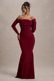 Amaia Berry Bardot Long Sleeve Maxi Dress
