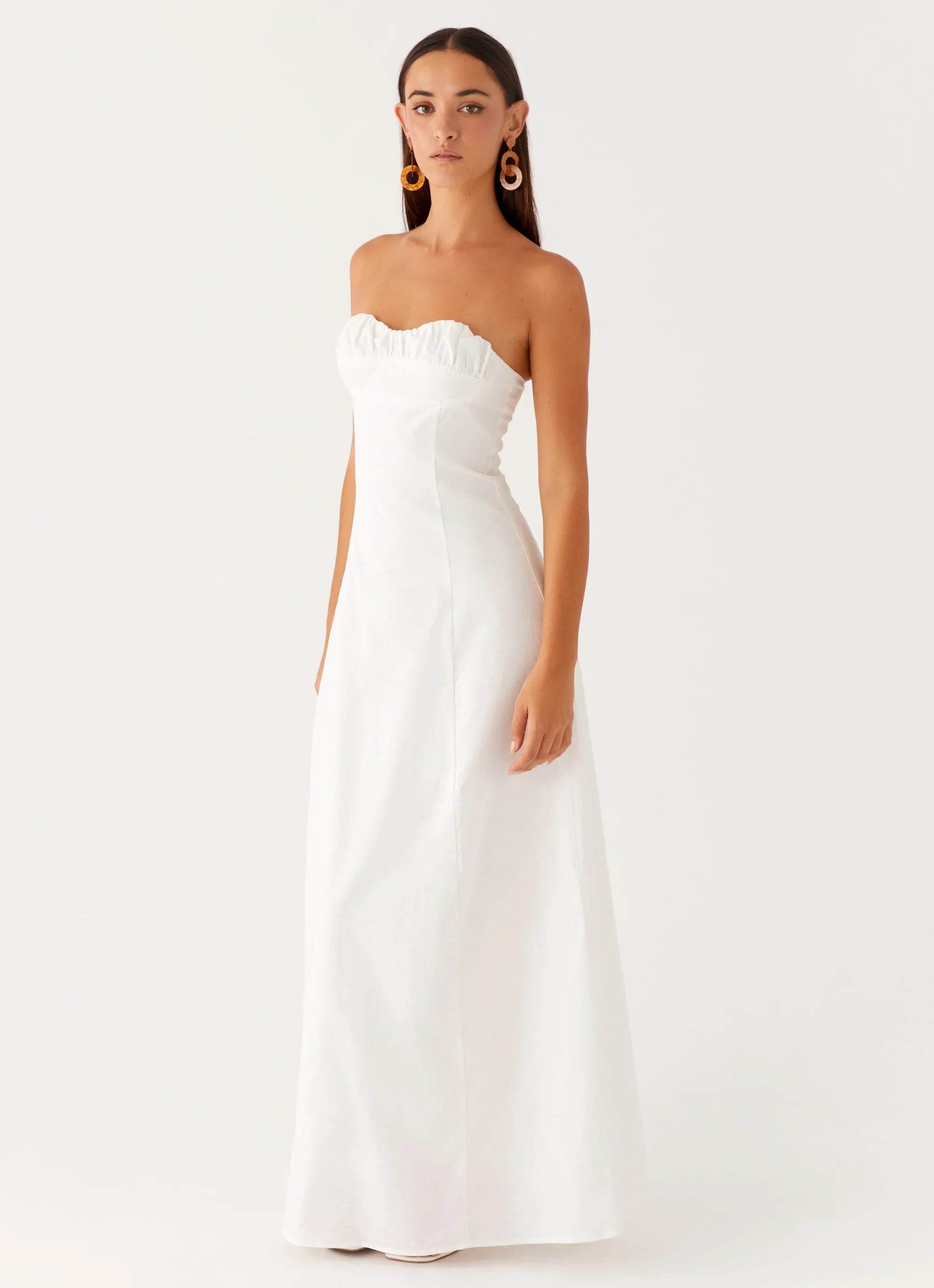 Tayla Linen Maxi Dress White