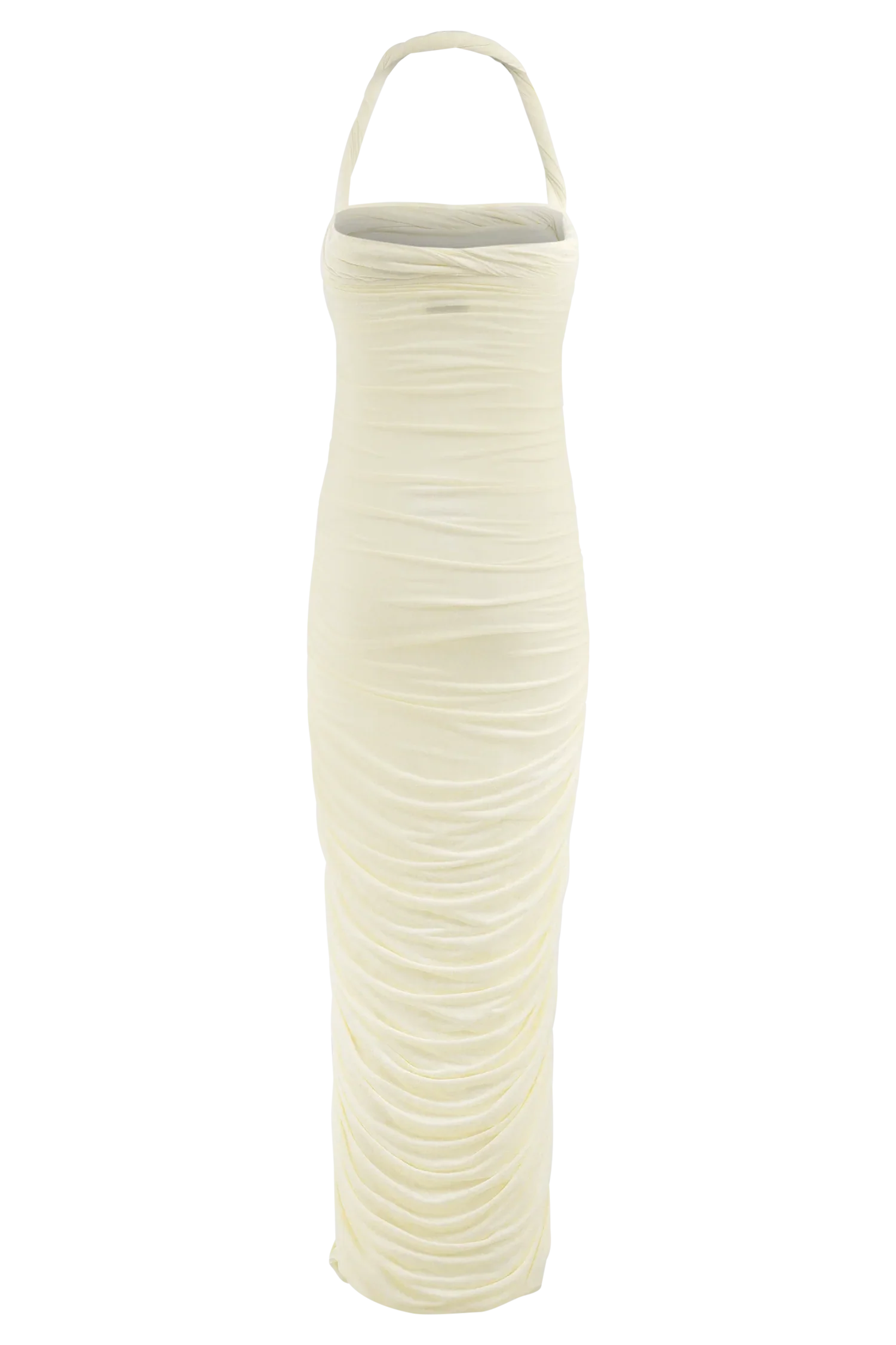 Camila Ruched Halter Midi Dress Ivory
