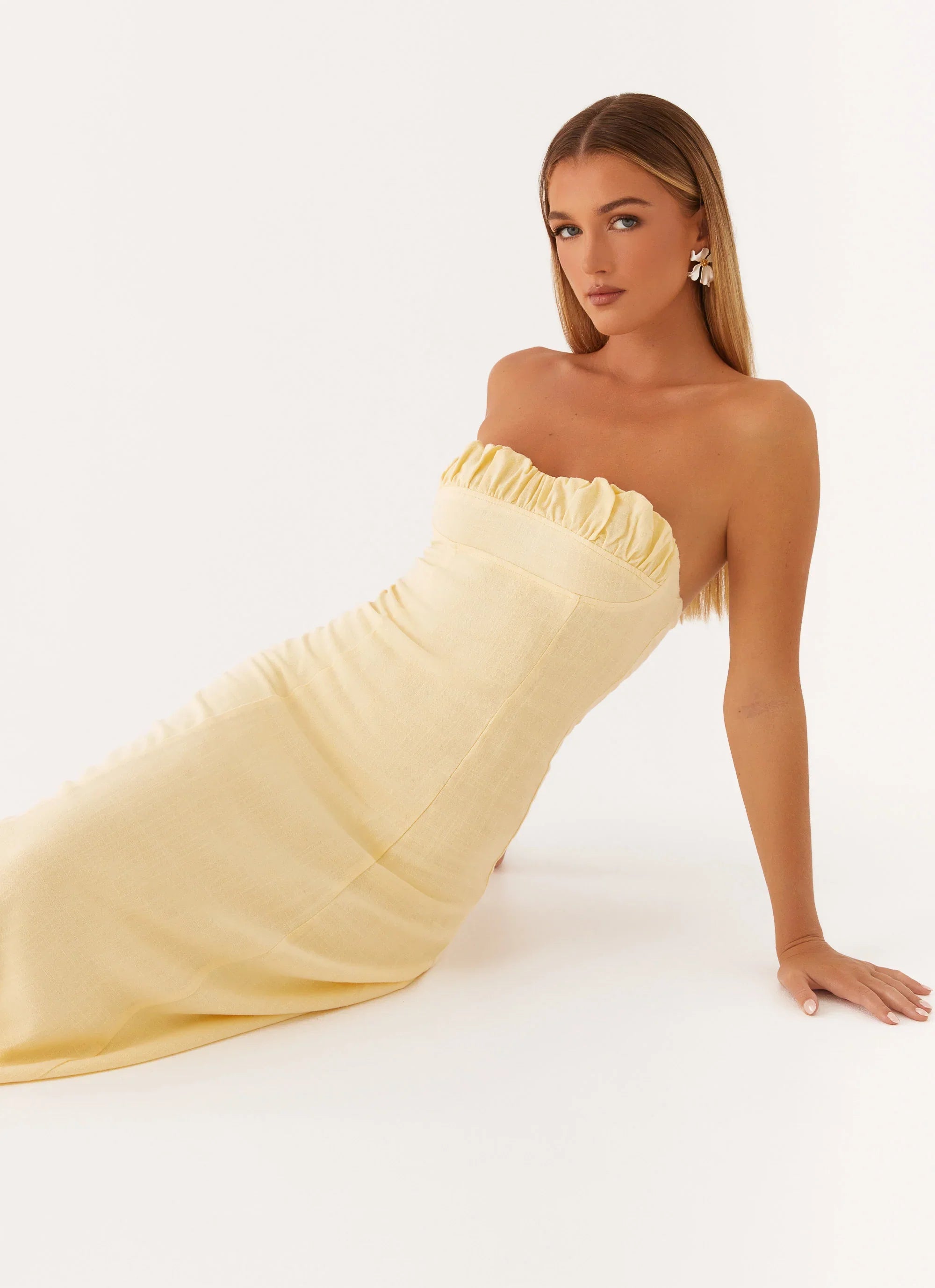 Tayla Linen Maxi Dress Yellow