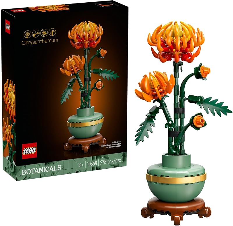 LEGO Botanicals Chrysanthemum Building Set for Adults Ages 18 Artificial Flower for Dinner Table Centerpieces Decoration Gift for Birthdays 10368