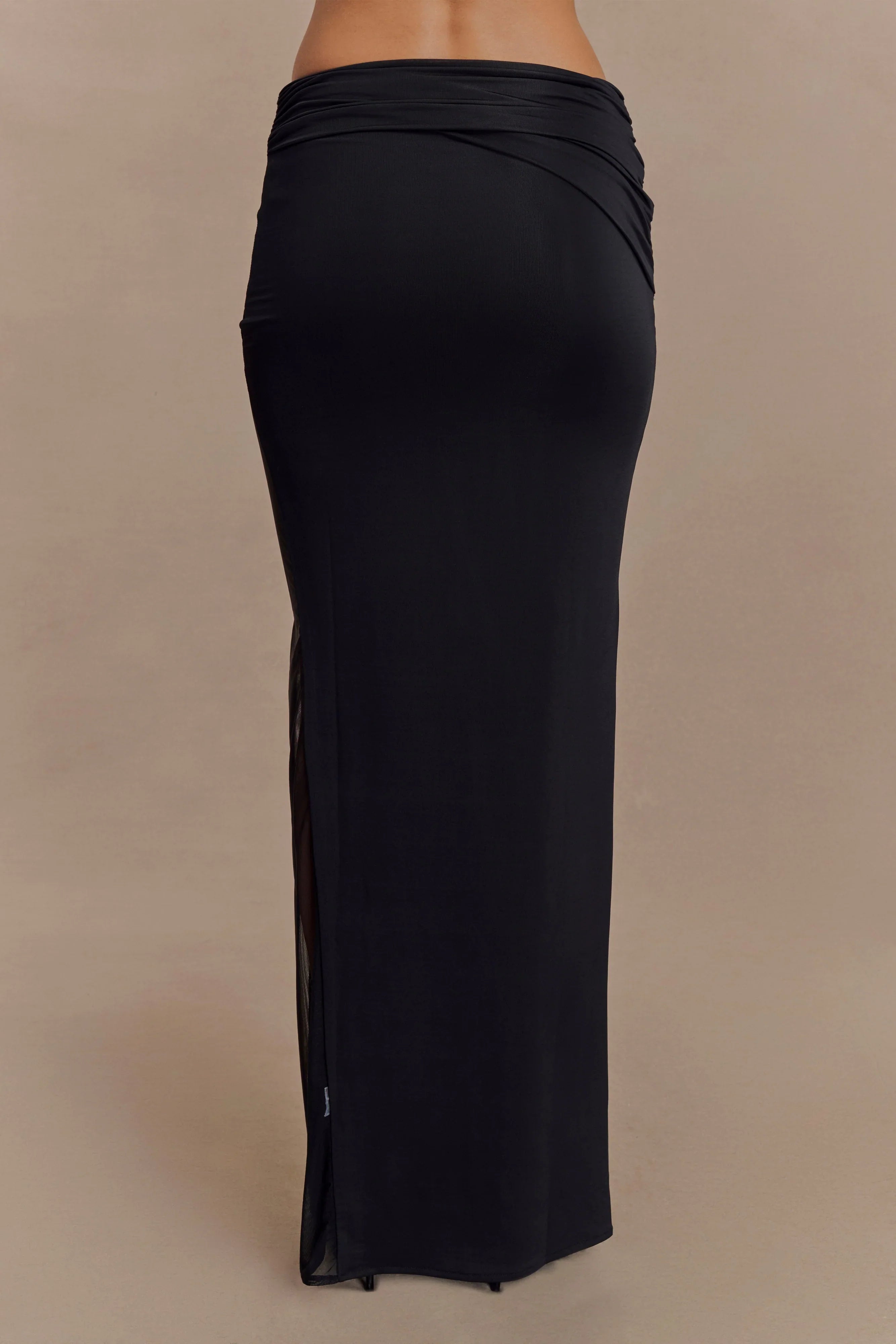 Judy Slinky And Mesh Maxi Skirt Black