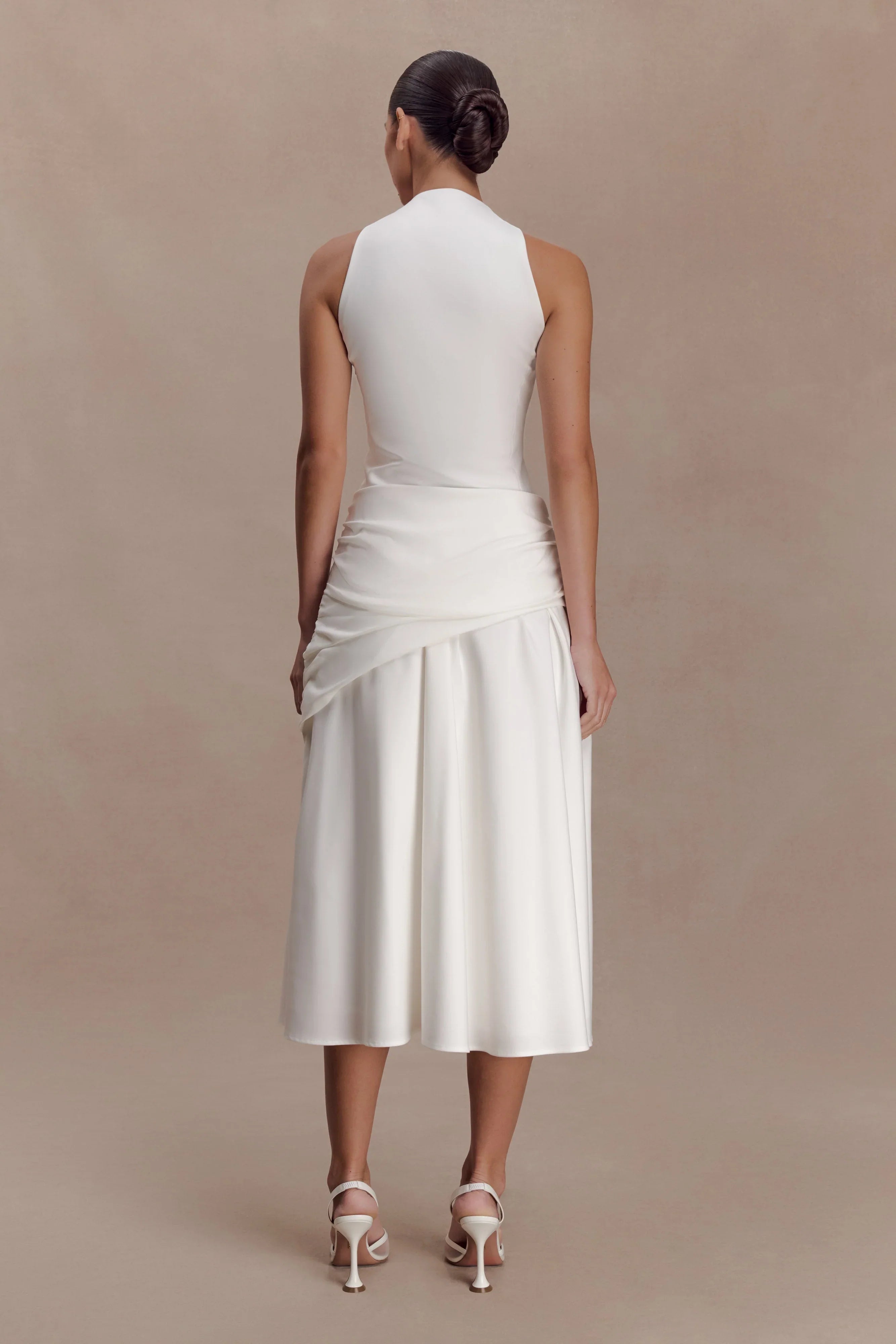 Emily Wrapped Waist Midi Dress White