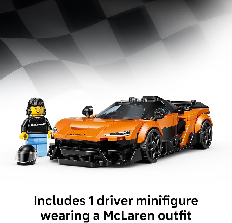 LEGO Speed Champions McLaren W1 Race Car Toy for Boys Girls Ages 9 Building Set for Pretend Play Display w 1 Driver Minifigure Gift Idea for Kids Supercar Fans 77257