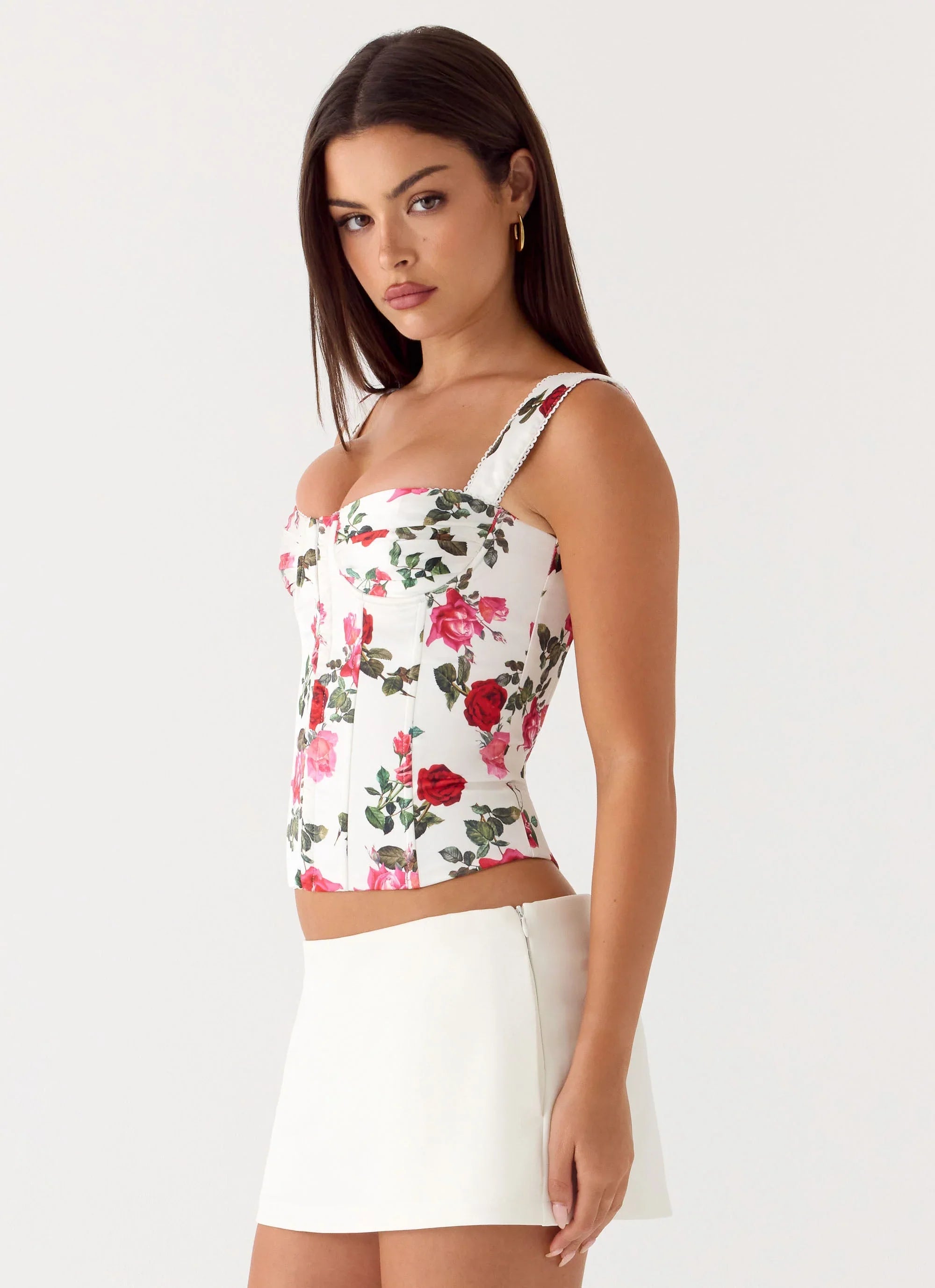 Sena Bustier Corset Top Ivory Bloom