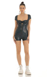 Holographic Cutout Romper in Black Multi