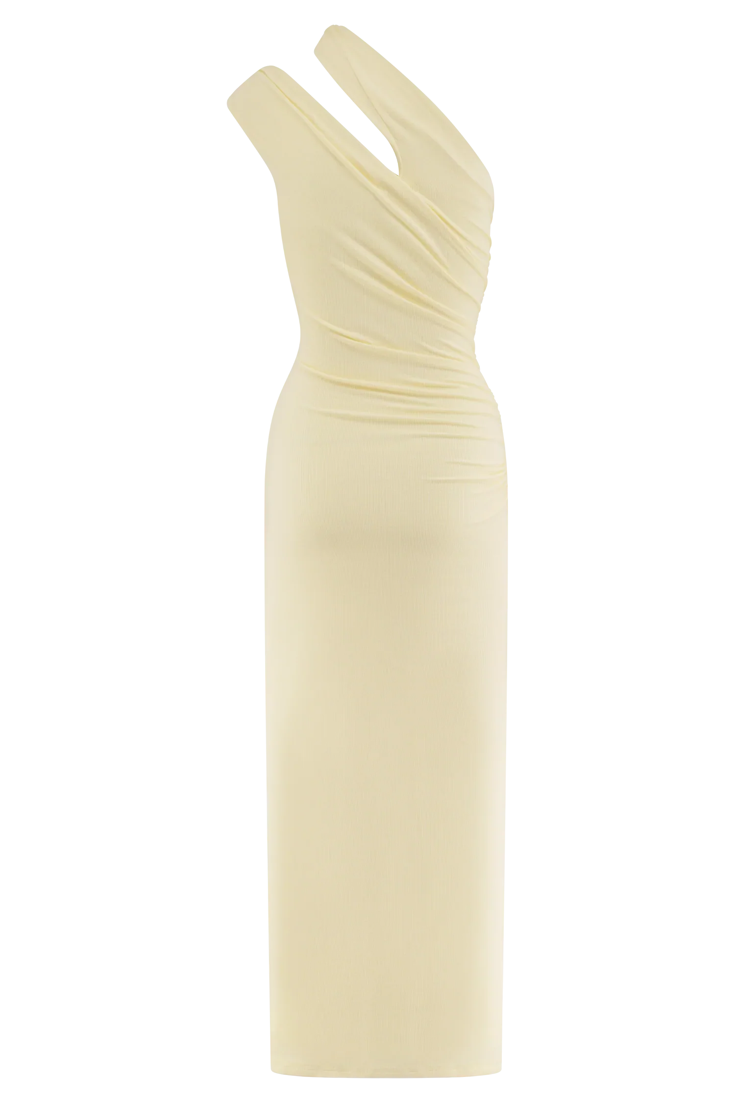 Anastasia One Shoulder Modal Midi Dress Pale Lemon