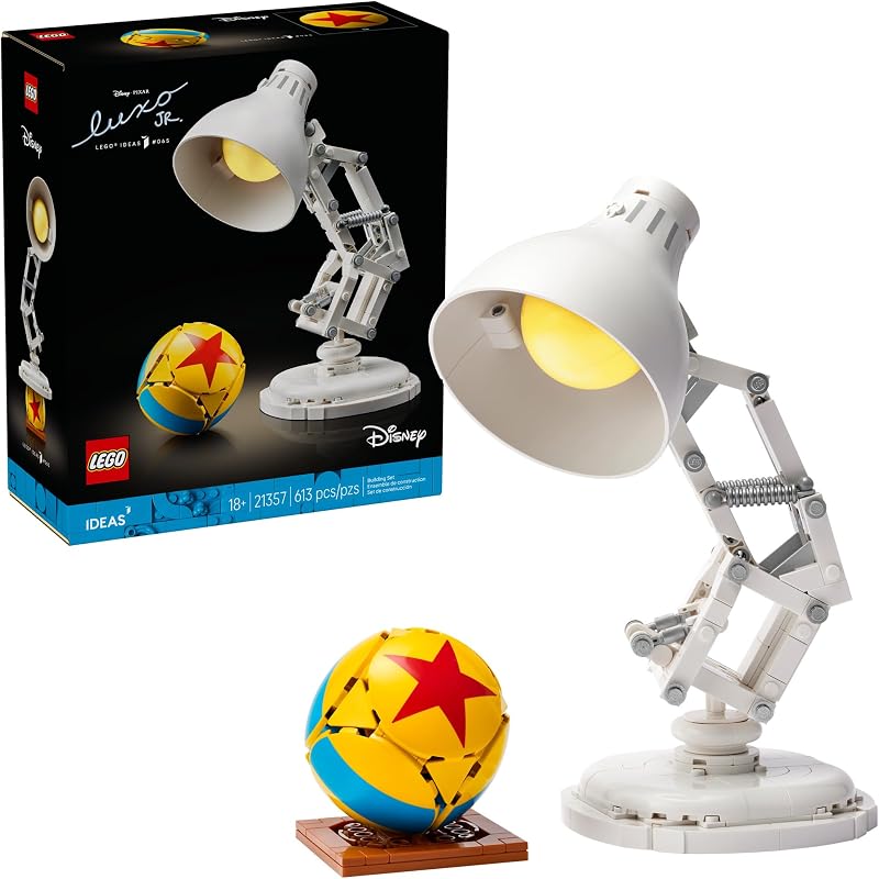 LEGO Ideas Disney Pixar Luxo Jr Room Decor and Building Set for Adults Office and Desk Decor for Women and Men Ages 18 Brick Built Lamp DIY Kit Collectible Gift Idea for Movie Fans 21357
