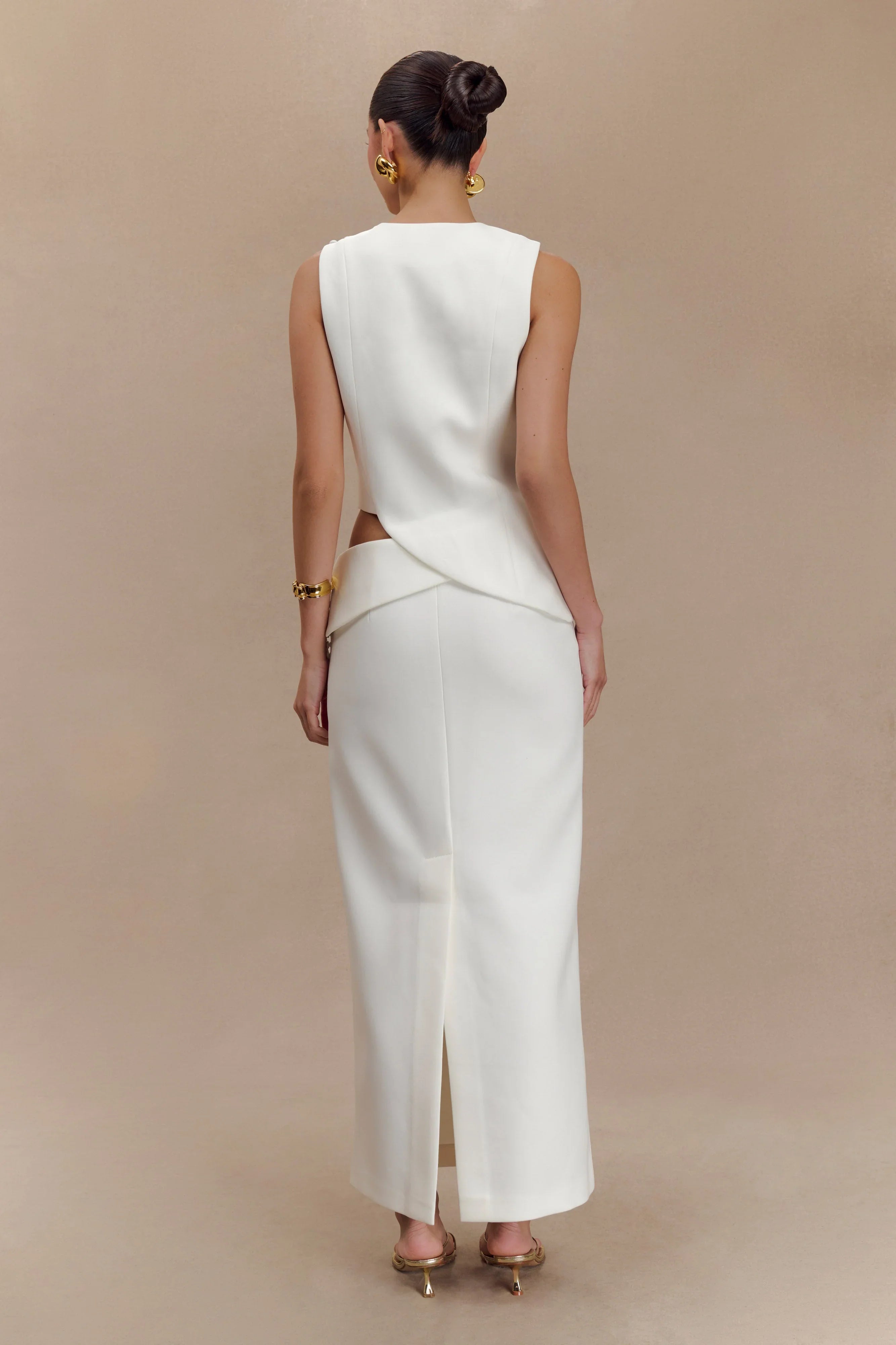 Astrid Suiting Midi Skirt White