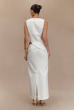 Astrid Suiting Midi Skirt White