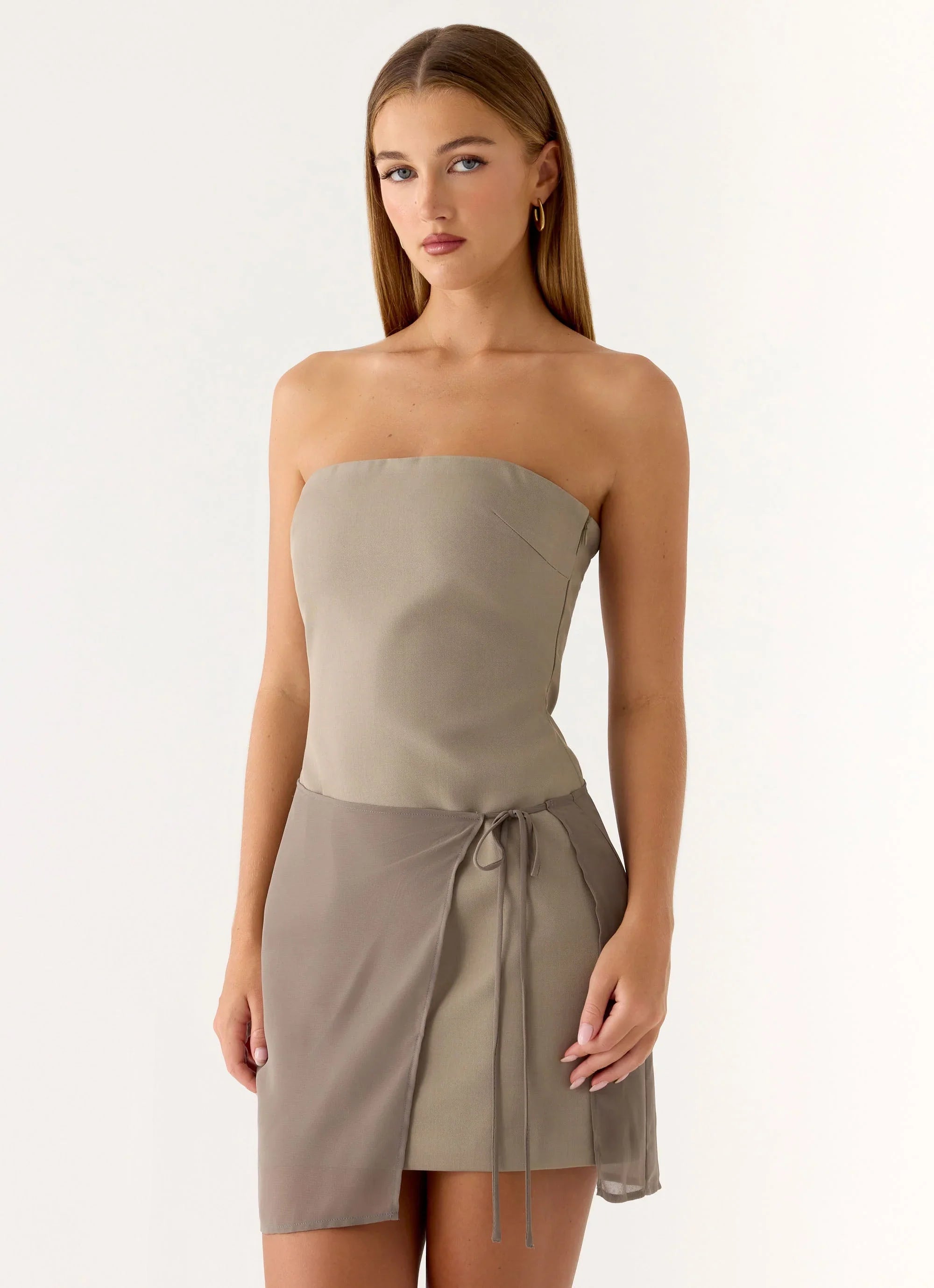Via Veneto Mini Dress Sand Brown