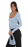 Scoop Neck Long Sleeve Top in Sky Blue