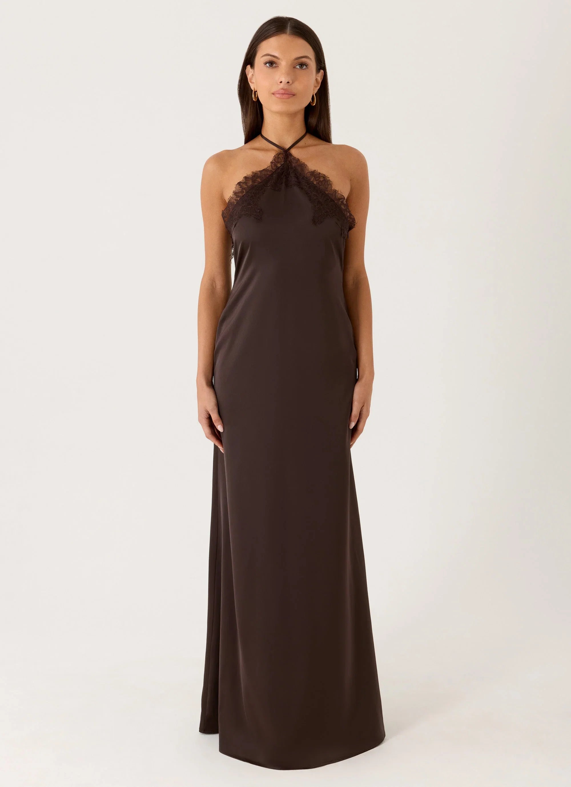 Samaria Halter Maxi Dress Chocolate