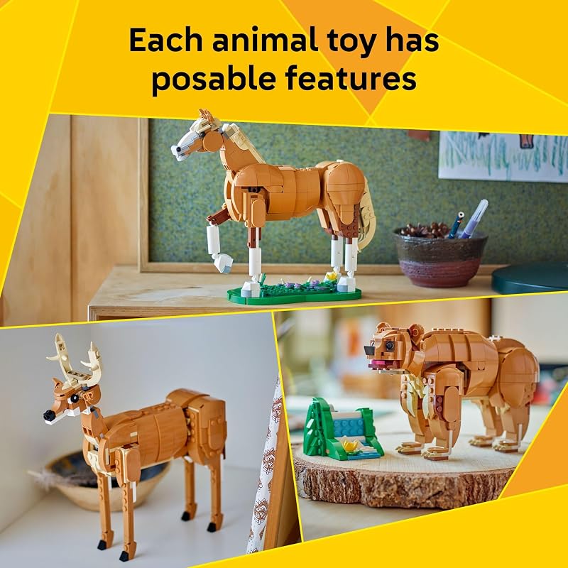 LEGO Creator 3 in 1 Beautiful Horse Building Toy for Kids Building Blocks Learning Toy for Girls Boys Ages 9 Create a Horse Bear or Deer Toy with 1 Set Gift for Birthdays 31166