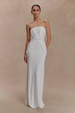 Mirren Strapless Slinky Maxi Dress White