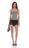 Ruched Gingham Top in Black and White