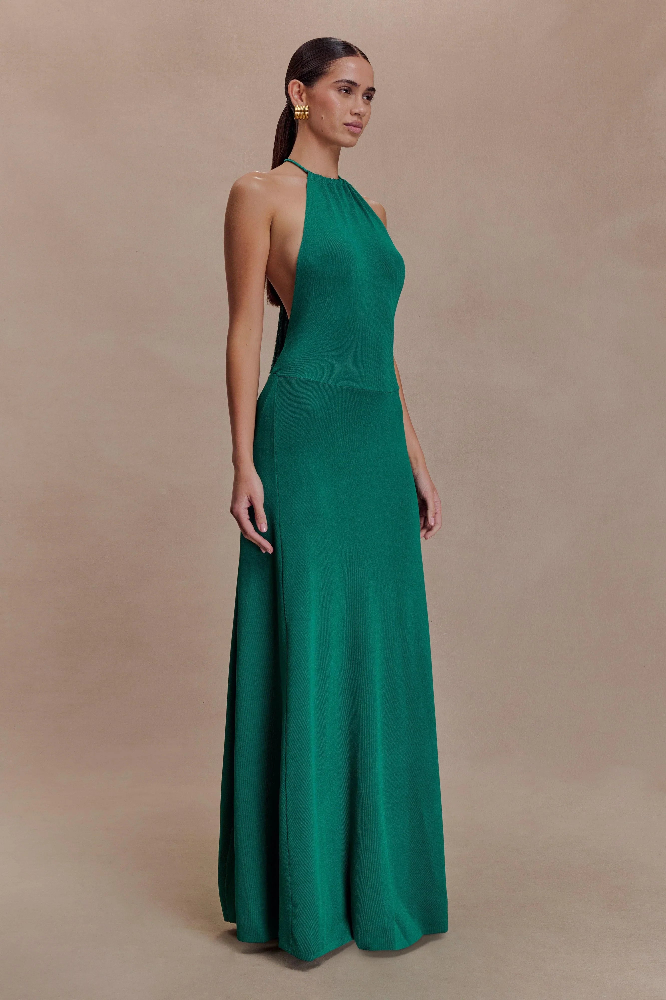 Meg Halter Tassel Maxi Dress Emerald