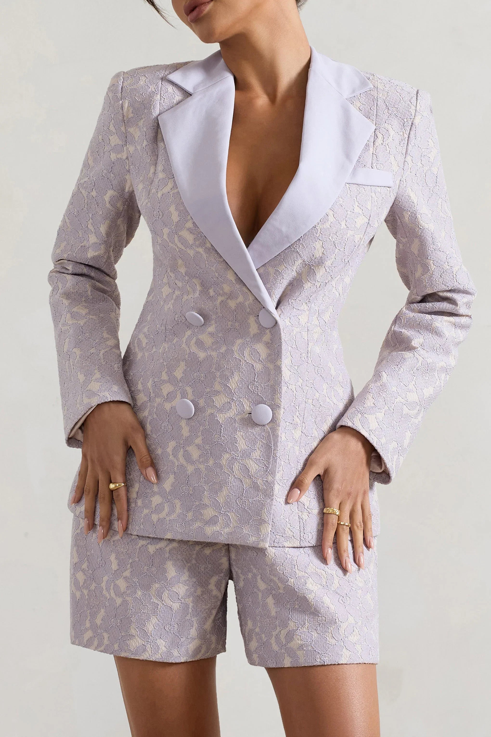 Kennedy Mauve Lace Tailored Blazer