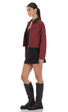 Two Toned Collar Jacket in Burgundy