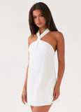 Keira Linen Micro Mini Dress White