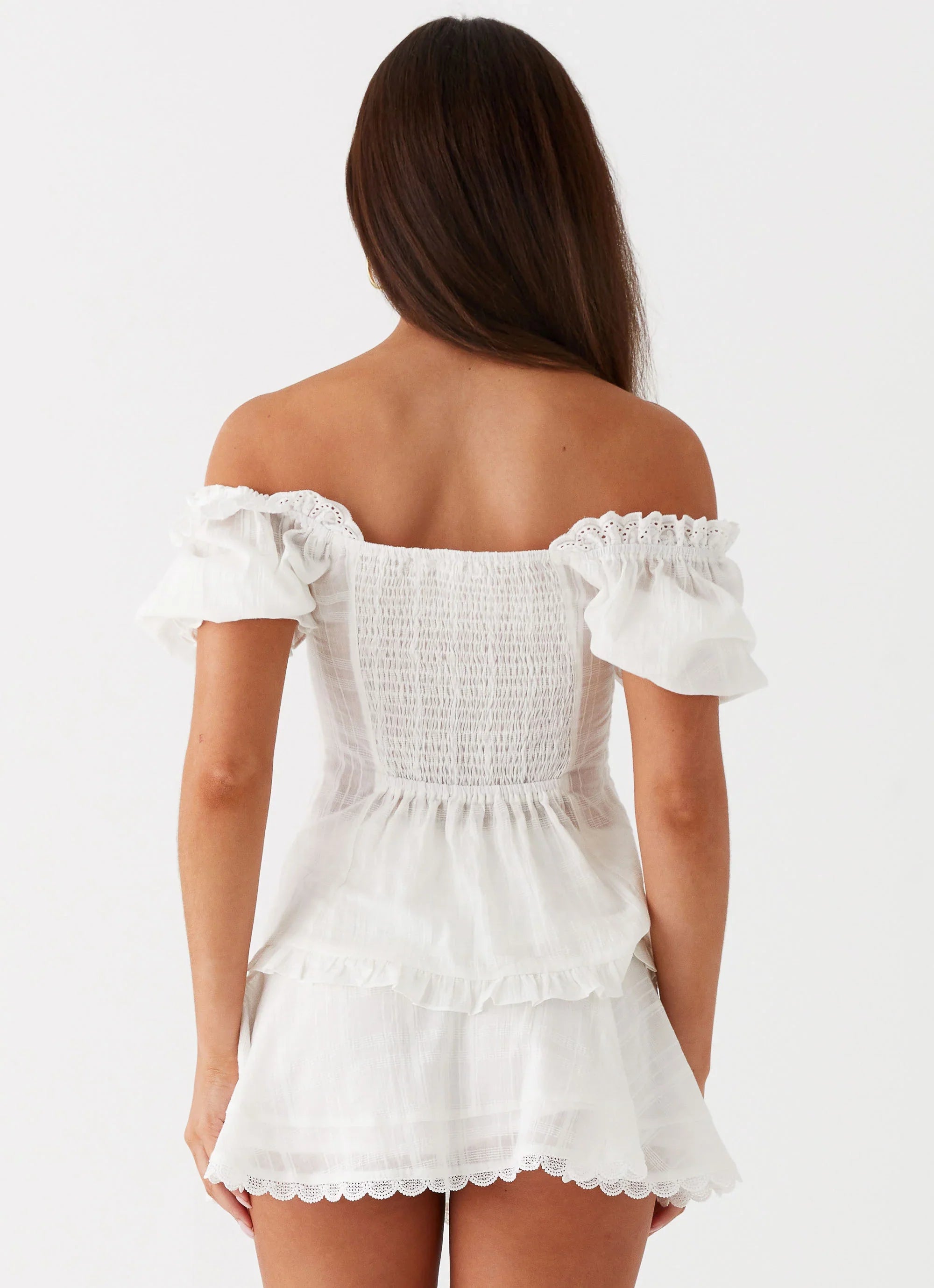 Hundred Percent Puff Sleeve Top White