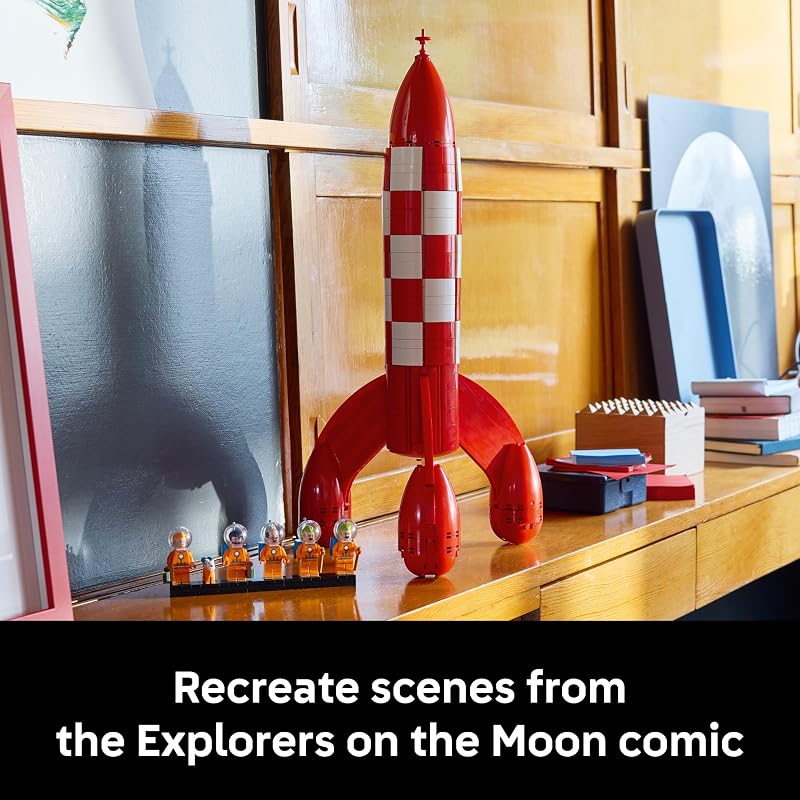 LEGO Ideas Tintin Moon Rocket Building Set for Adults Ages 18 Collectible Kit for Fans Bedroom or Home Office Decor Gifts for Comic Lovers 21367