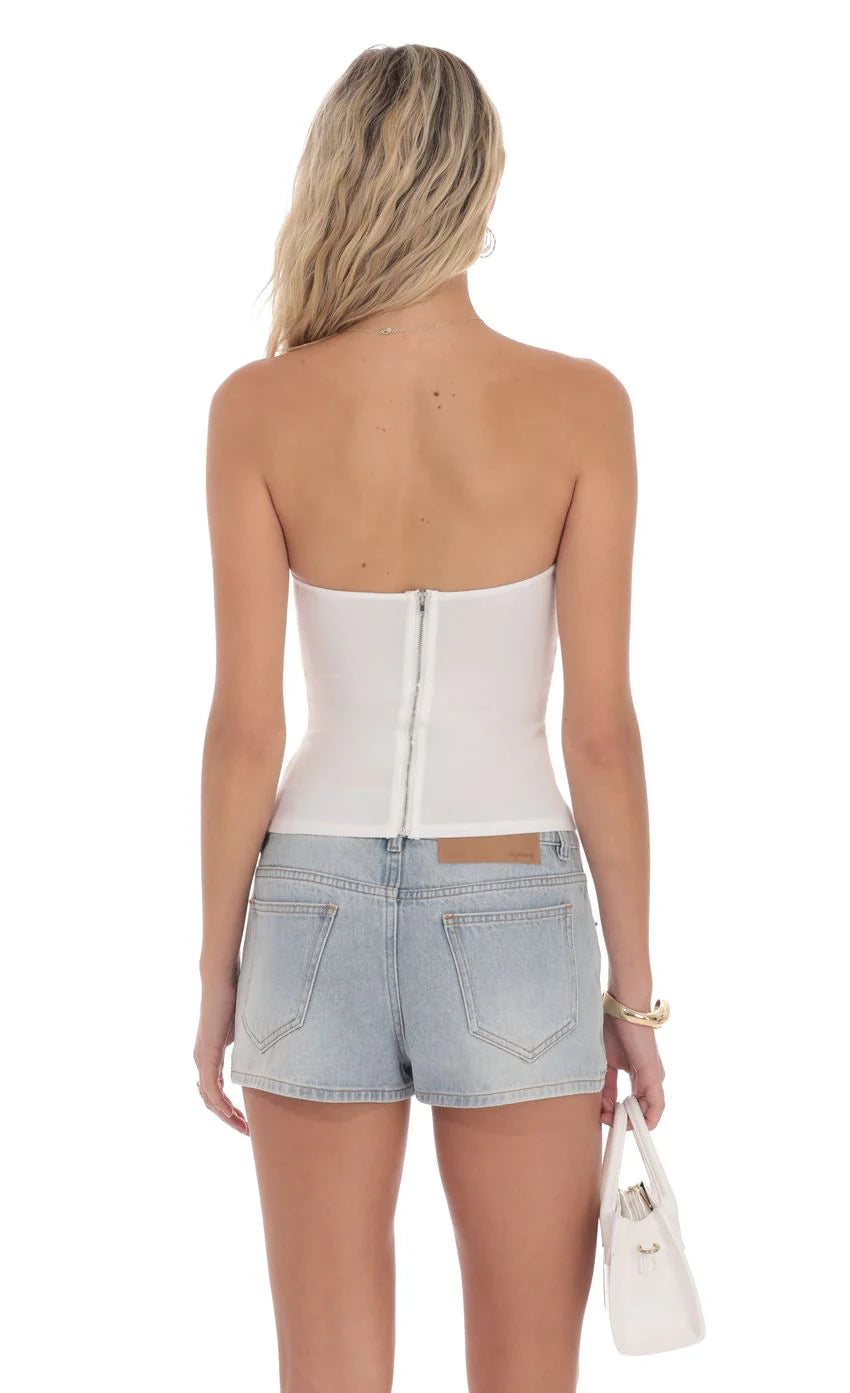 Strapless Buckle Top in White