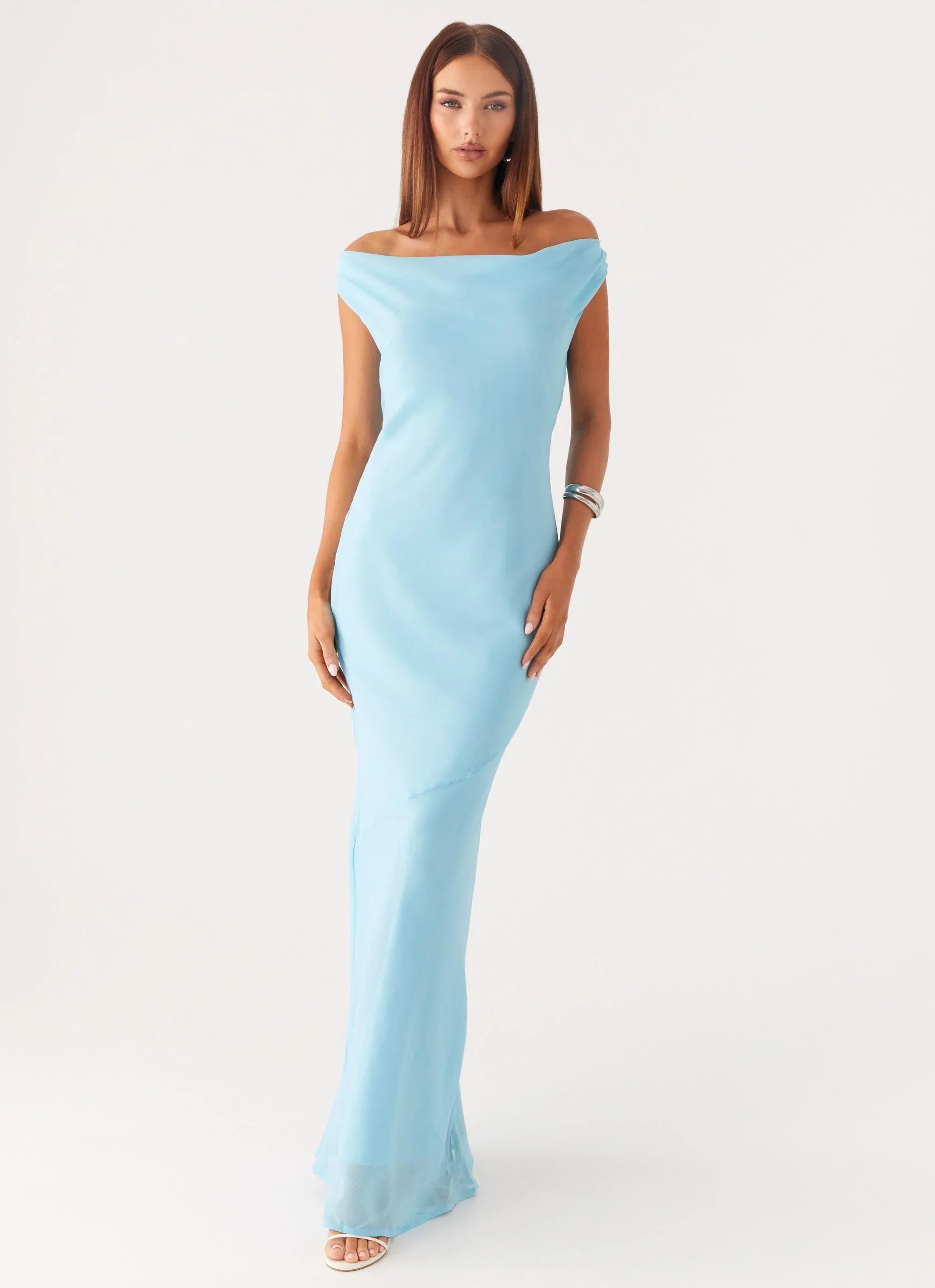 Brittany Chiffon Maxi Dress Turquoise