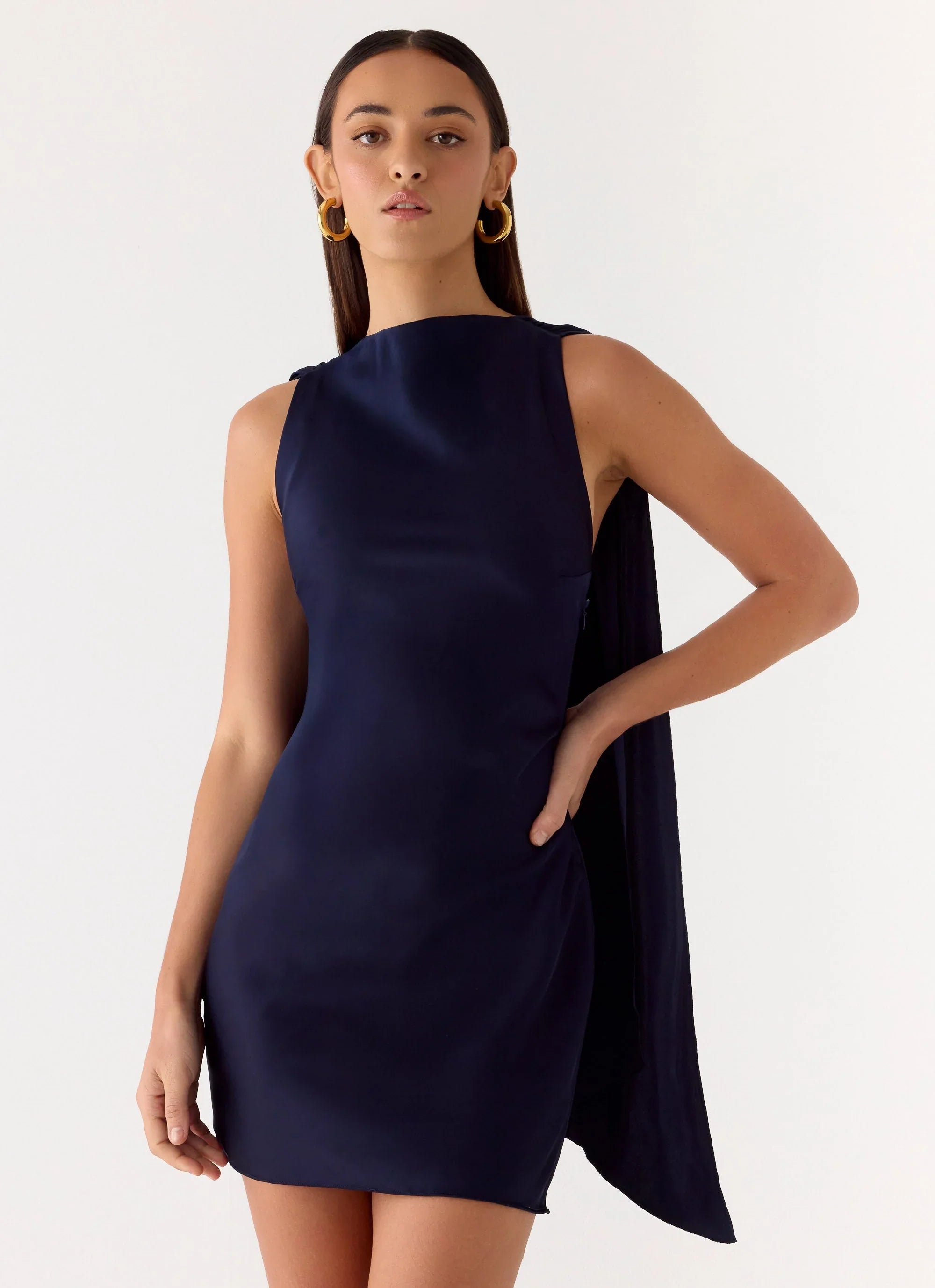 Cerina High Neck Mini Dress Navy