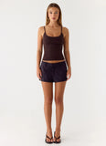 Delong Low Rise Linen Shorts Black
