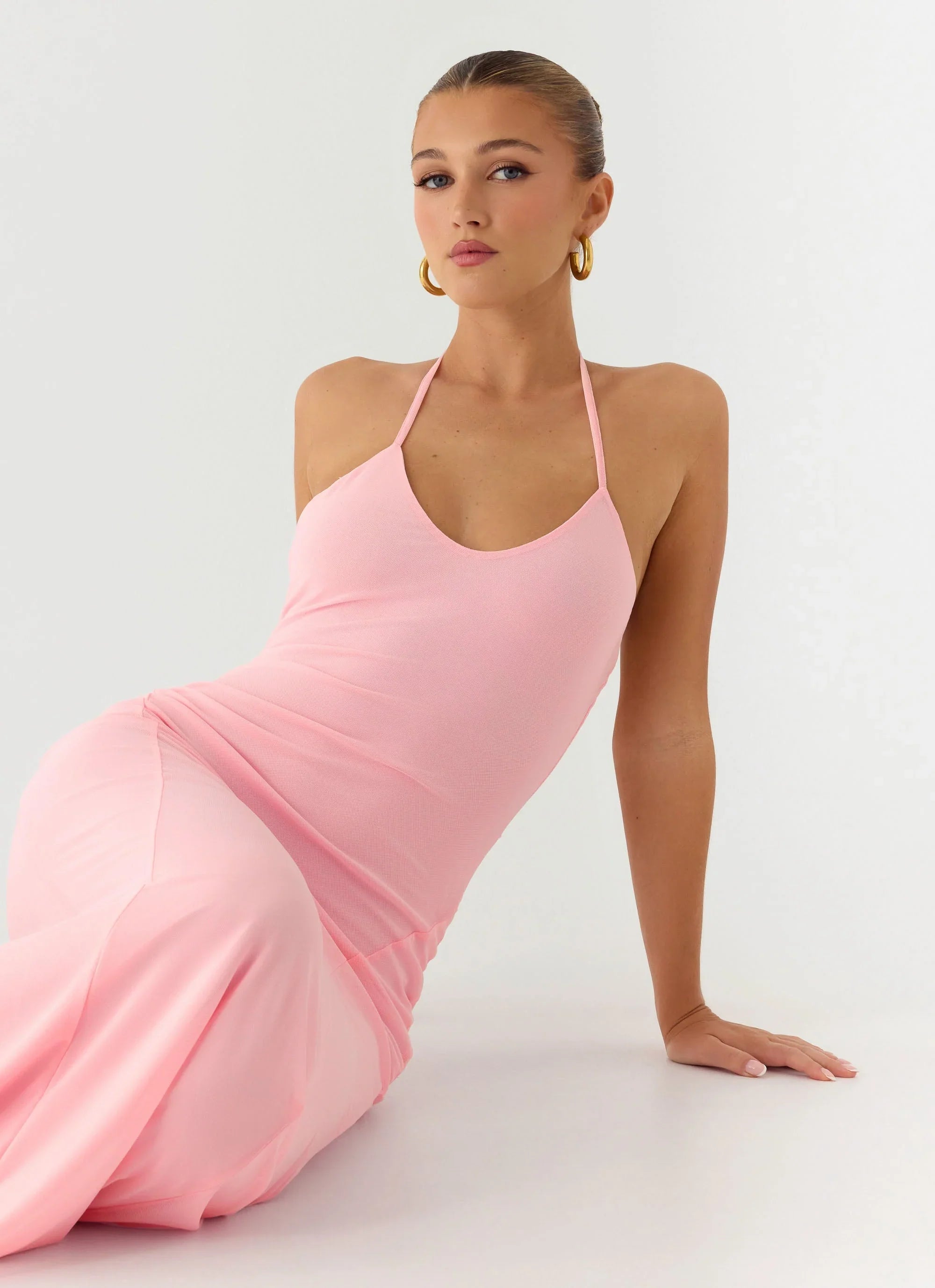 Jolin Halter Maxi Dress Baby Pink