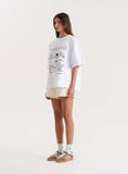 White Breakfast Illustration Oversized T Shirt