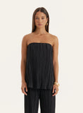Black Plisse Bandeau Top