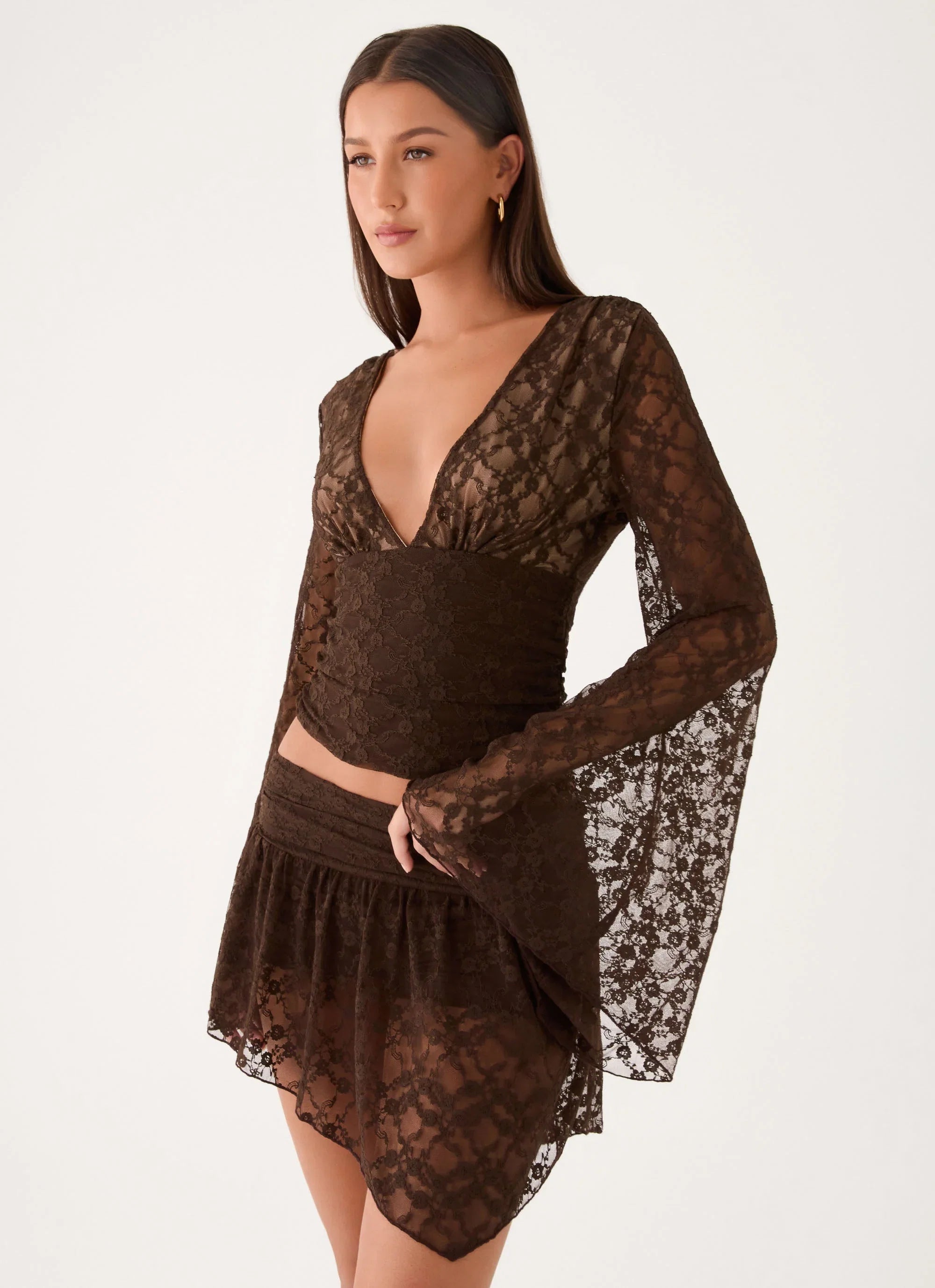 Avelora Lace Top Chocolate